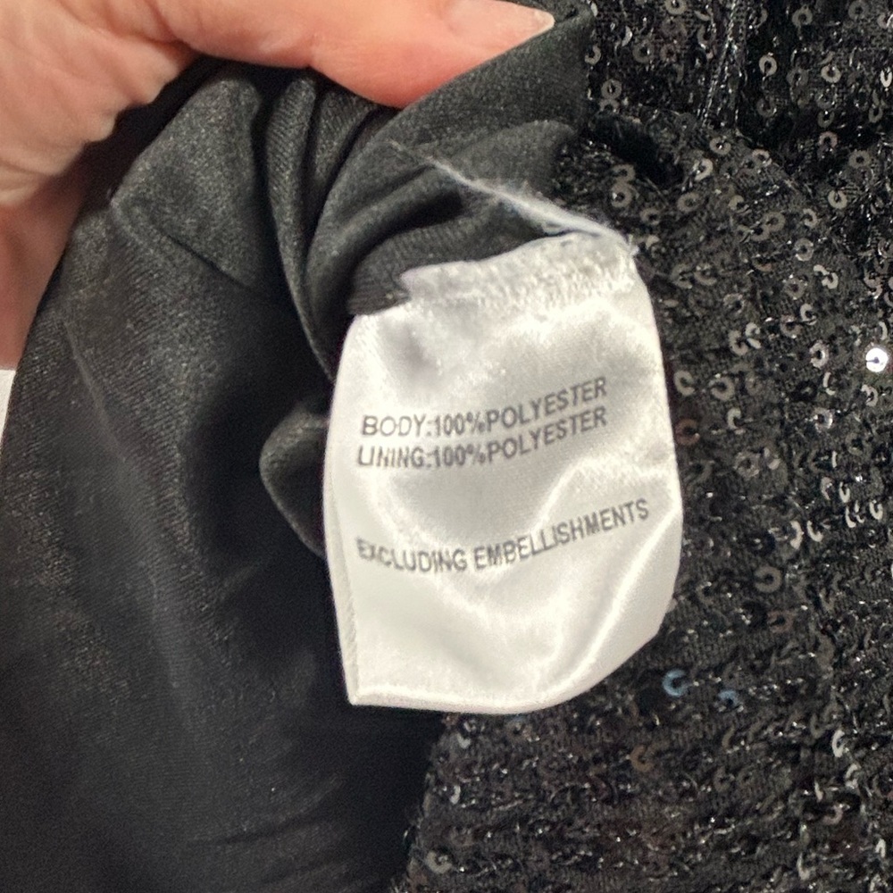 Hello Molly Size 4 Black Sequins Dress Scoop Neck Cinched Sexy Lined Mini - Picture 4 of 16
